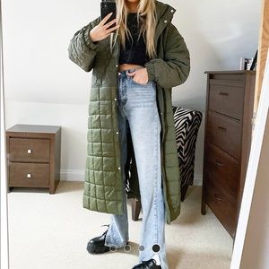 Collusion mix quilted maxi puffer jacket